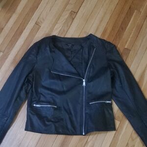 Apt. 9 Black Faux Leather Asymmetrical Zip Jacket